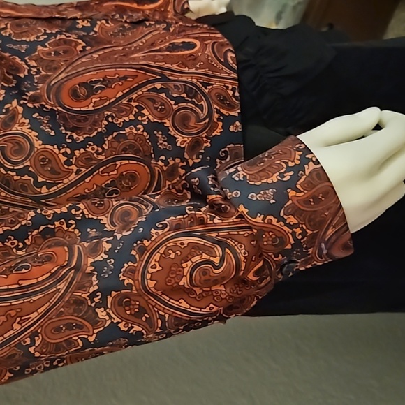 VTG JACK WINTER 1970s Rust Paisley Button Down Long Sleeve Shirt - Picture 5 of 7